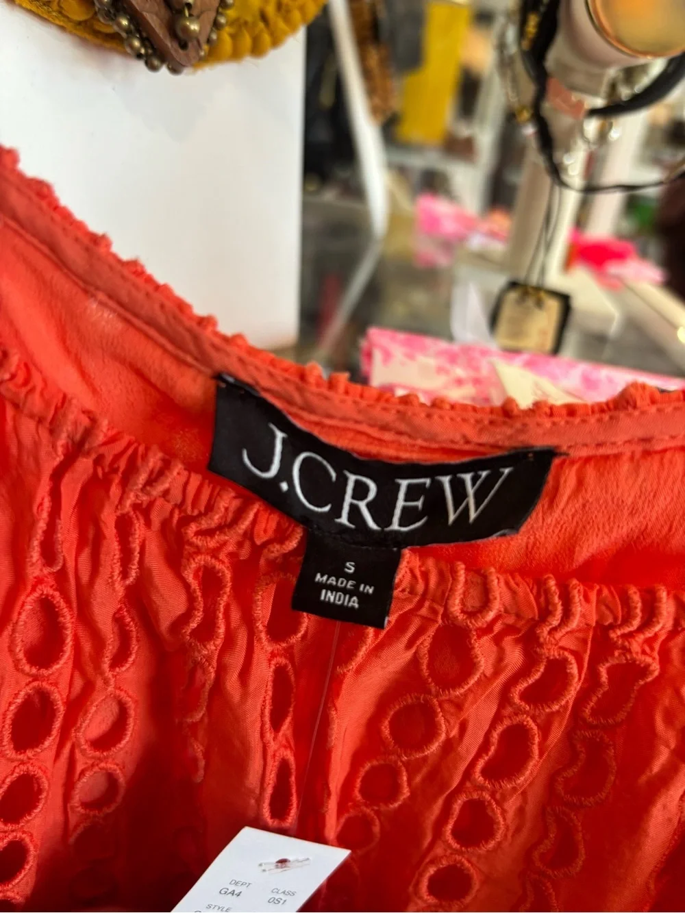 J. Crew Coral Eyelet Maxi Skirt with Ruffle Hem